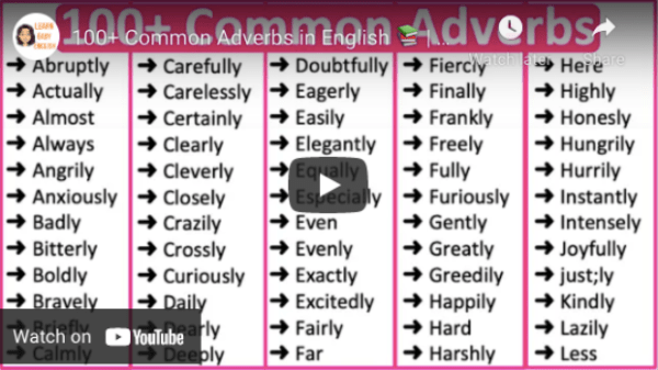 Adverbs list video